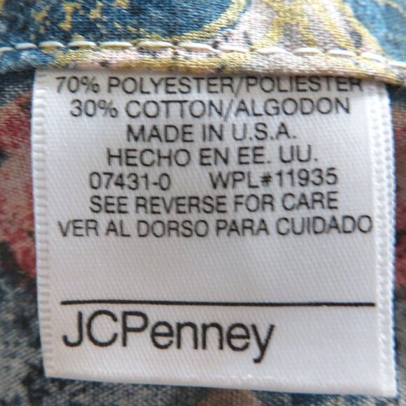 New Vintage JCPenney Valance Curtain Scalloped Blue Floral Stripe Pattern USA - Picture 11 of 11
